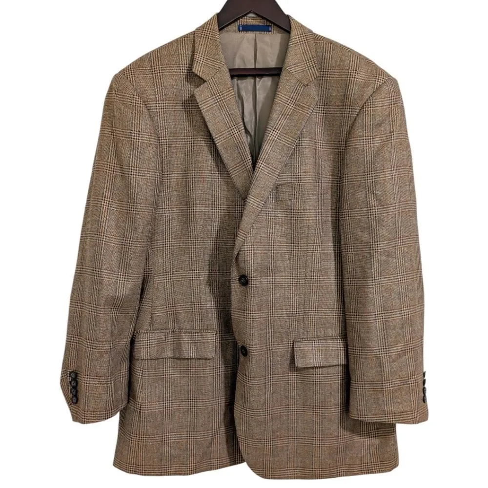 Paul Fredrick Silk & Wool Glen Plaid Blazer 46R - Tailored Sleeves